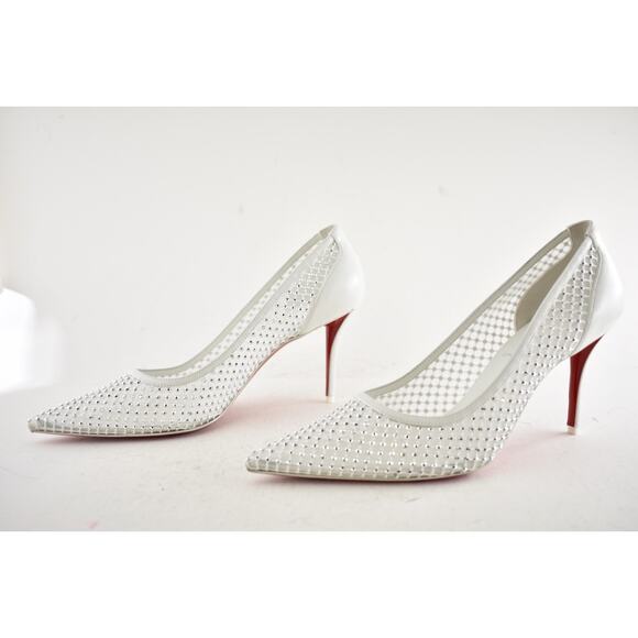 Christian Louboutin Apostropha Mesh Strass 80 White Crystal Pointed Heel Pump 40 - Picture 14 of 16